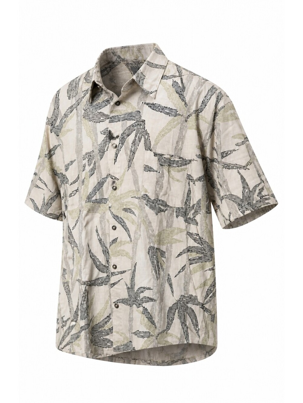 Kingston Grange Men's 3XL Beige Leaf Print Button-Up  Shirt Bamboo Blend